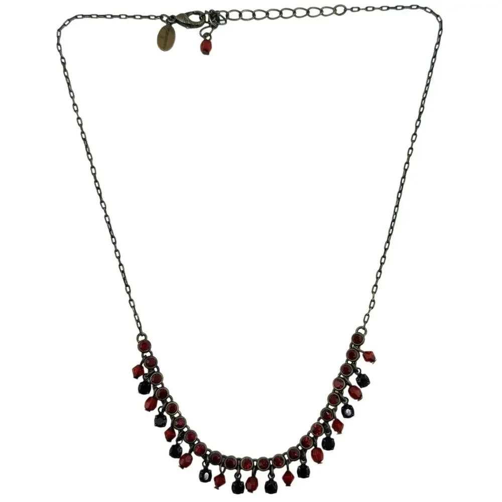Worthington Rhinestone Vamp Red Black Romantic Bronze Tone 18
